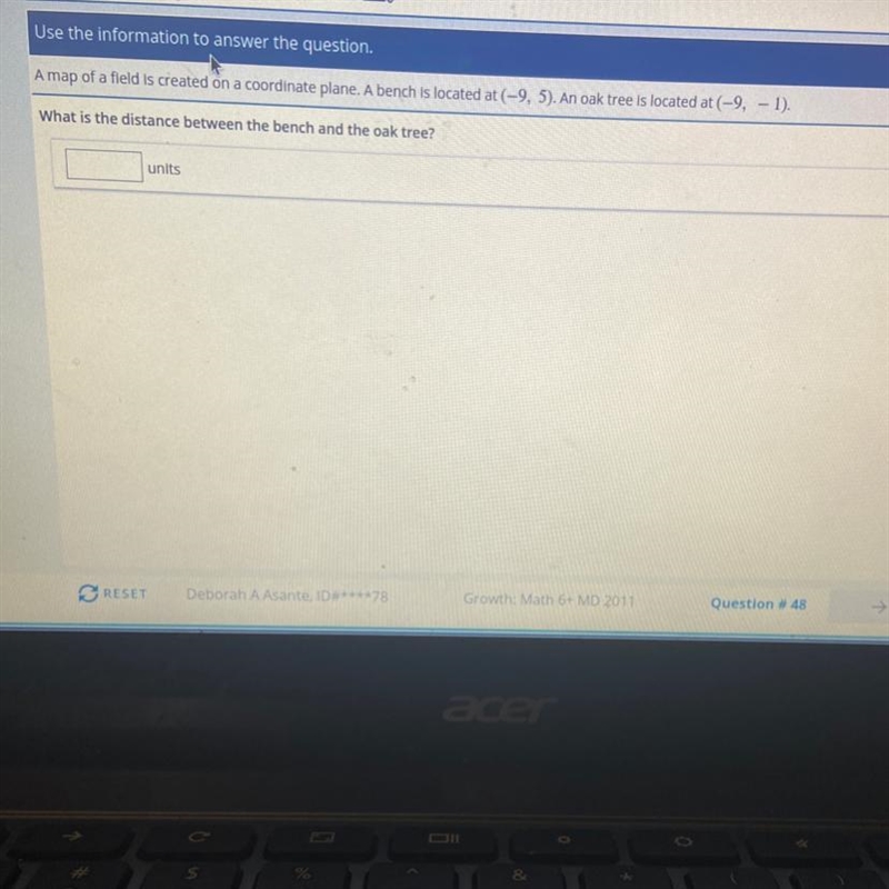 What’s the distance between (-9, 5) and (-9, -1) please helpppp-example-1