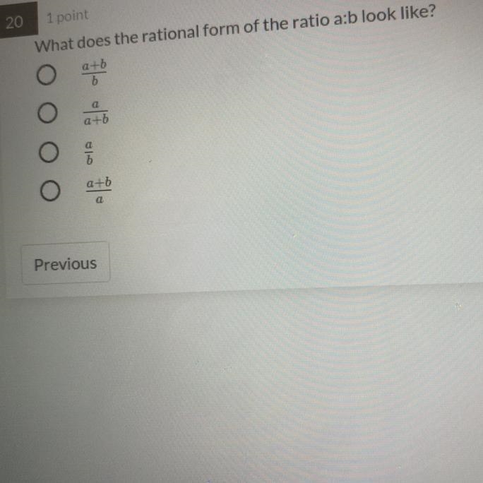 What does the rational form of the ratio a:b look like-example-1