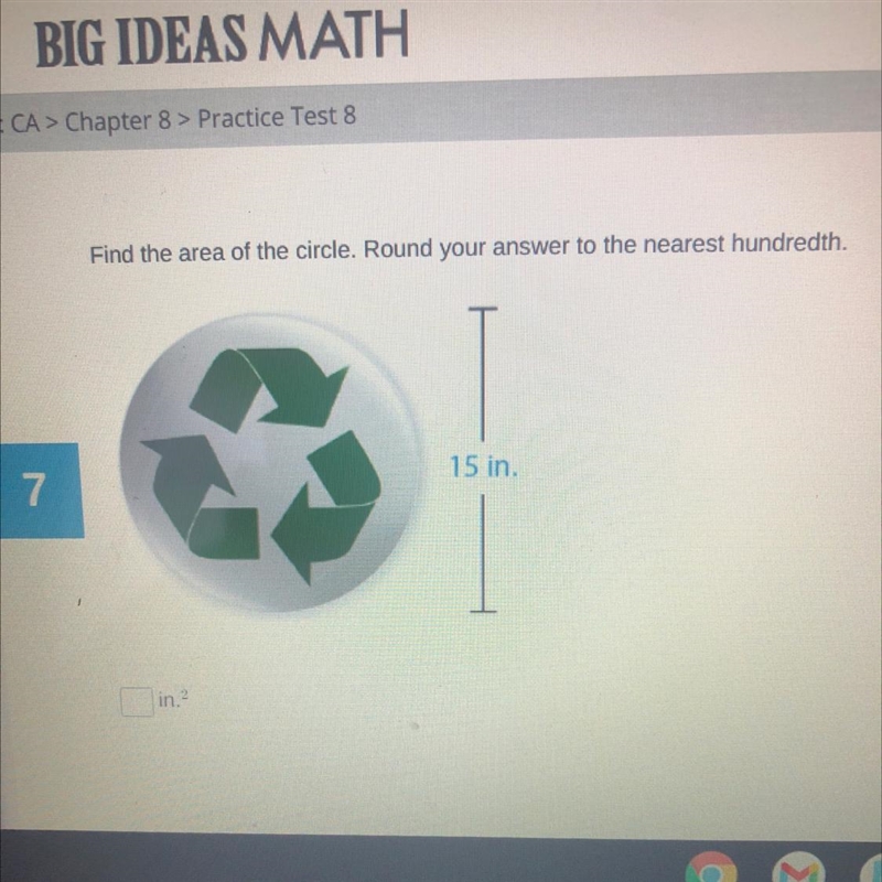 Find the area of the circle. Round your answer to the nearest hundredth.-example-1