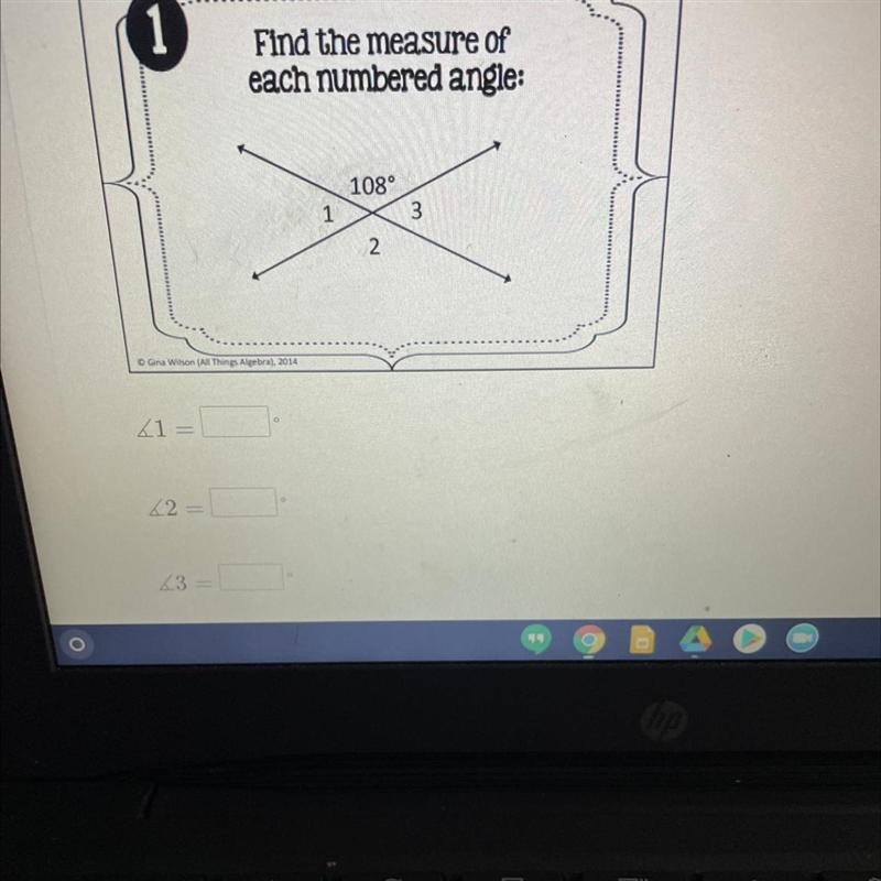 Find the measure of each numbered angle? <1 <2 <3-example-1