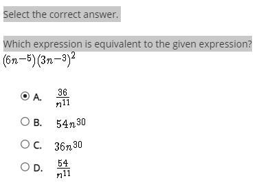 20 points Select the correct answer. Which expression is equivalent to the given expression-example-1