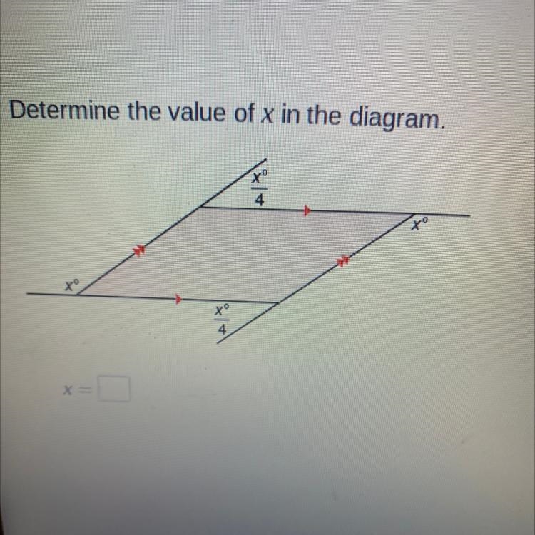 Determine the value of x in the diagram.-example-1