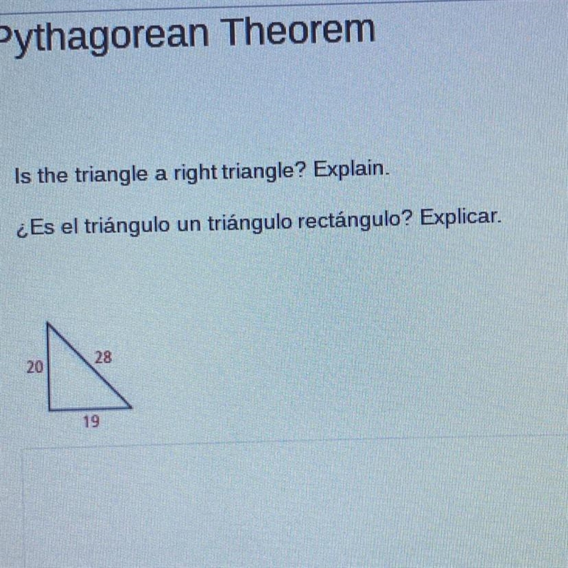 Is the triangle a right triangle? Explain.-example-1