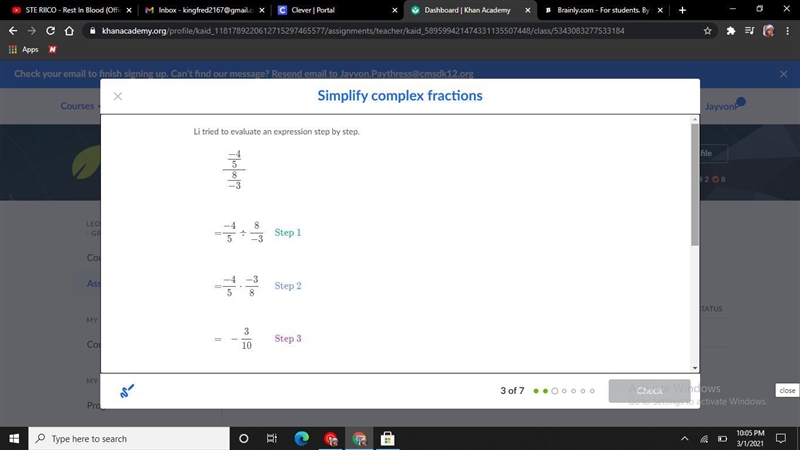 Li tried to evaluate an expression step by step. Find Li's mistake. What is the mistake-example-1