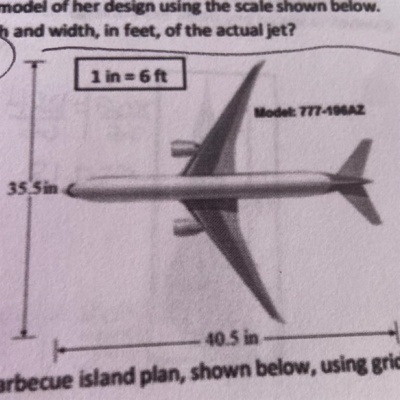 elsa is designing a commercial jet. she drew a model of her design using the scale-example-1