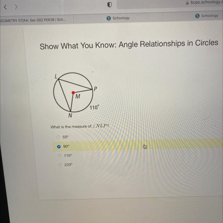 What is the measure of angle NLP? 55 90-example-1