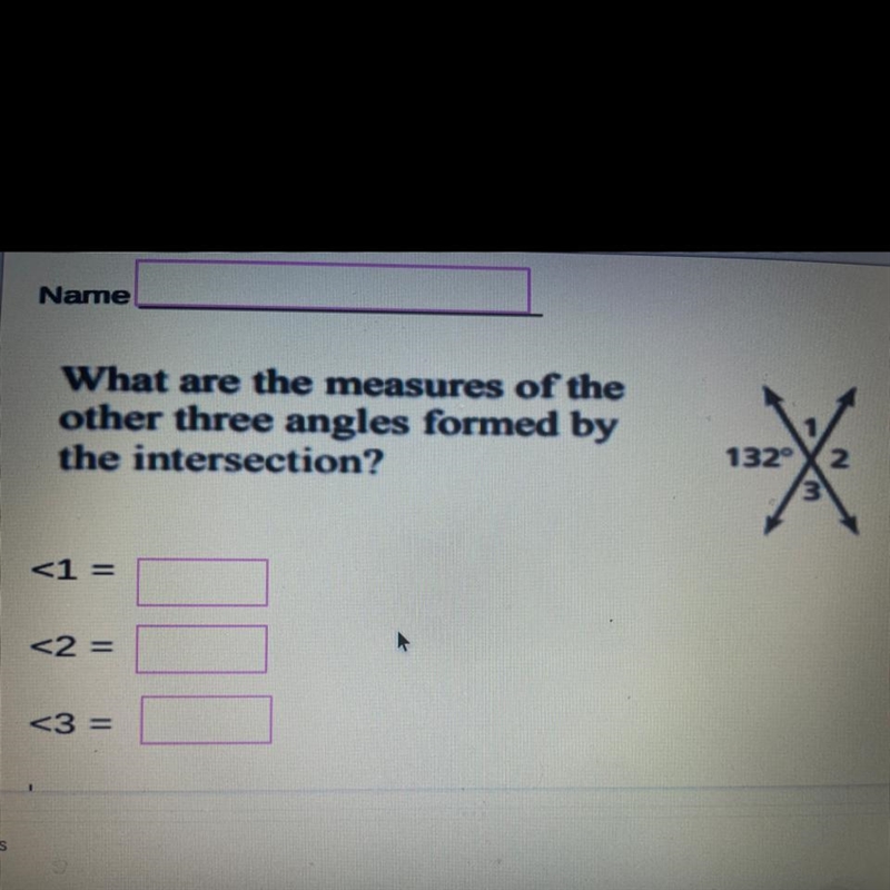 What are the measure of the other three angles formed by the intersection?-example-1