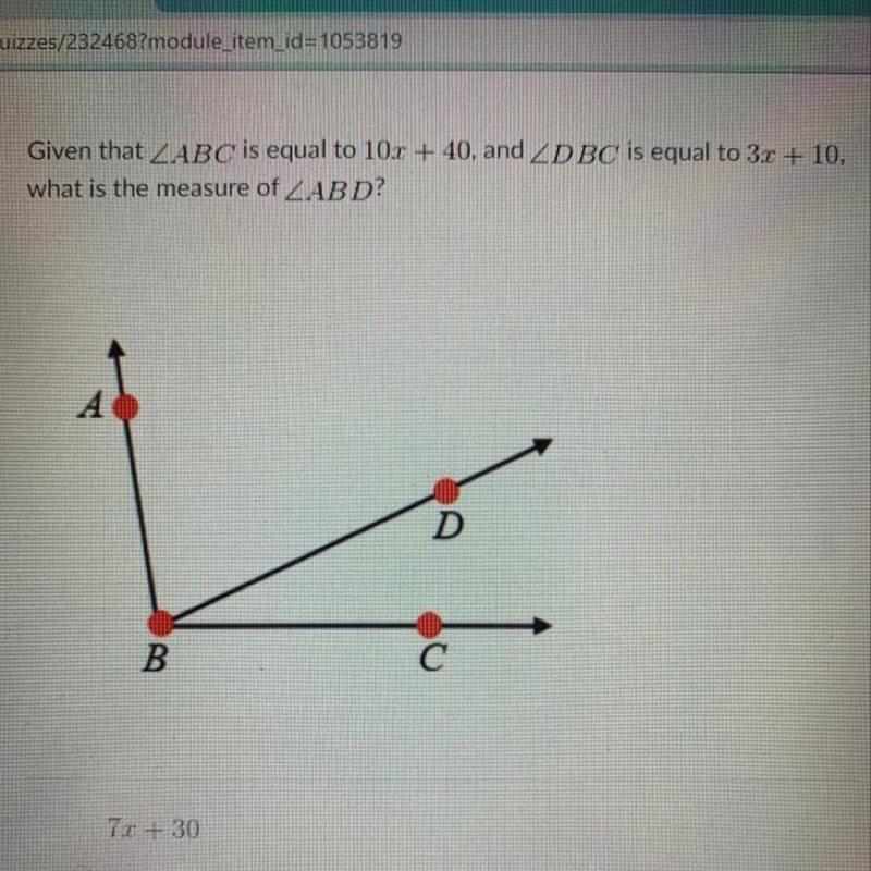 1. 7x +30 2.7x+50 3.13x+30 4.13x+50 Please help me-example-1