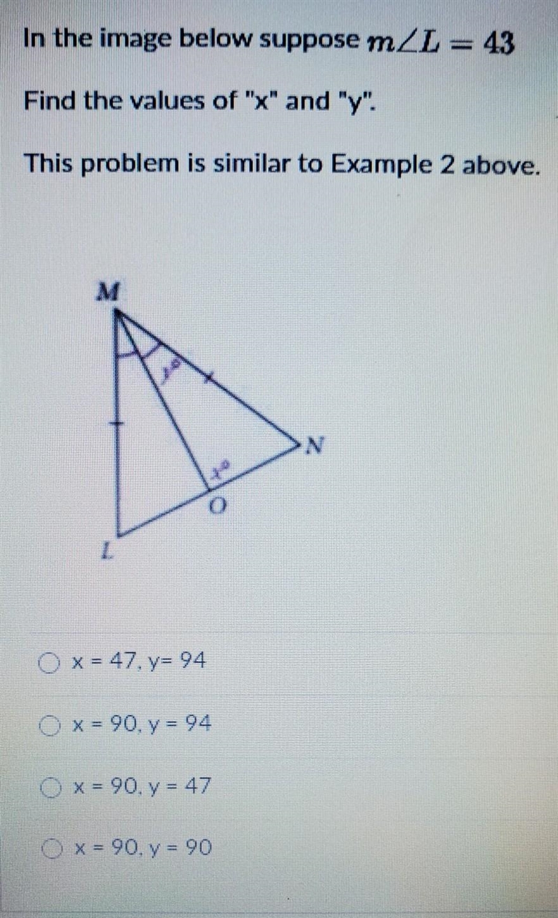 !!! urgent !!! Find the values of "x" and "y" ​-example-1