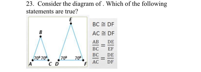 Consider the diagram. Which of the following statements are true?-example-1