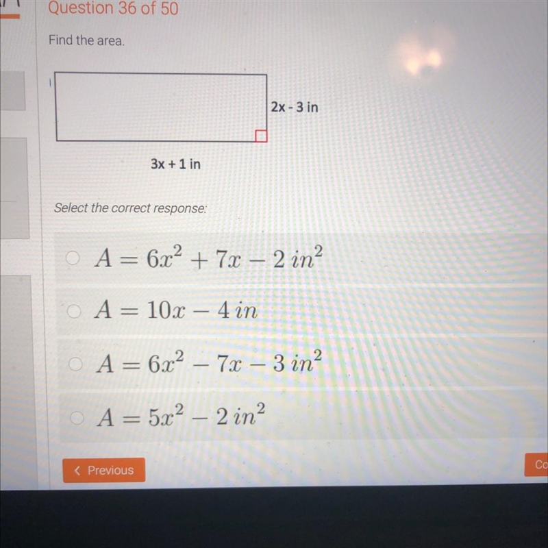 Please find the area of this rectangle.-example-1