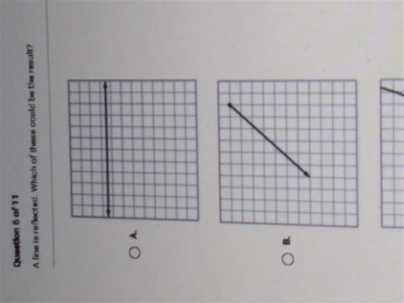 A line is reflected. Which of these could be the result? Pls help-example-1