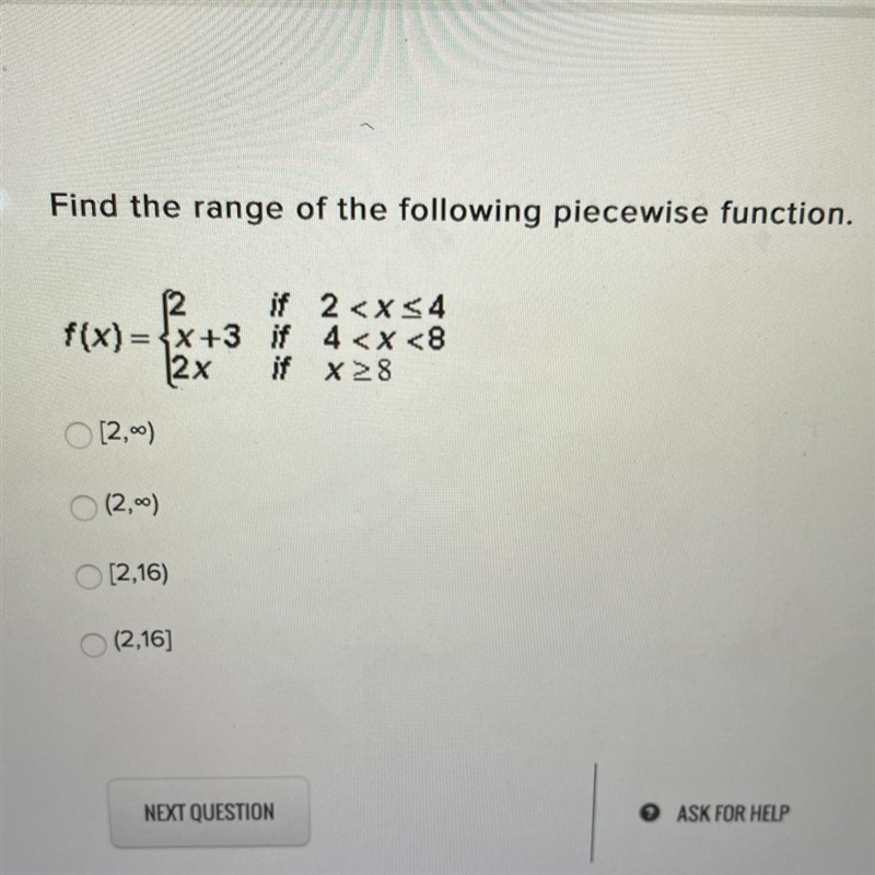 PLZ HELP!!! Find the range of the following piecewise function.-example-1