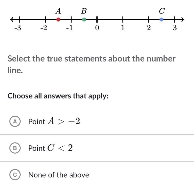 Select the true statements about the number line-example-1