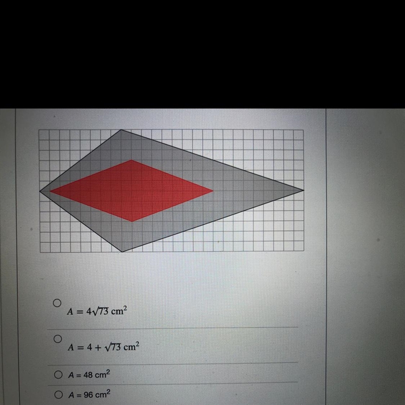 Help please!! An earring in the shape of a kite is designed on a rectangular grid-example-1