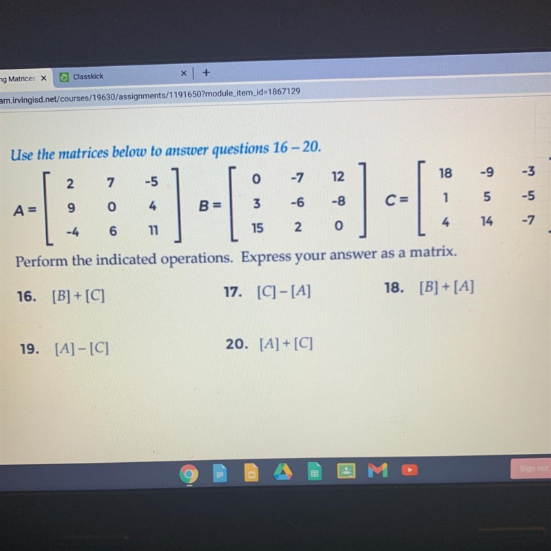 Adding and subtracting matrices Question 16-example-1