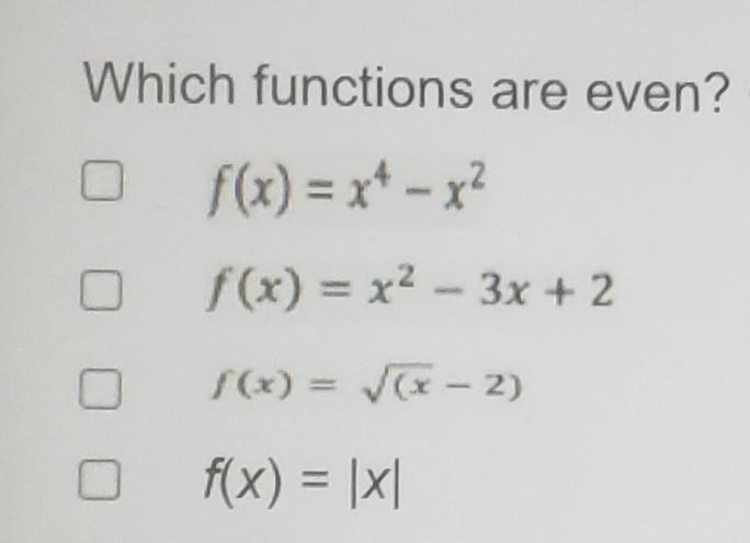 Which functions are even?​-example-1