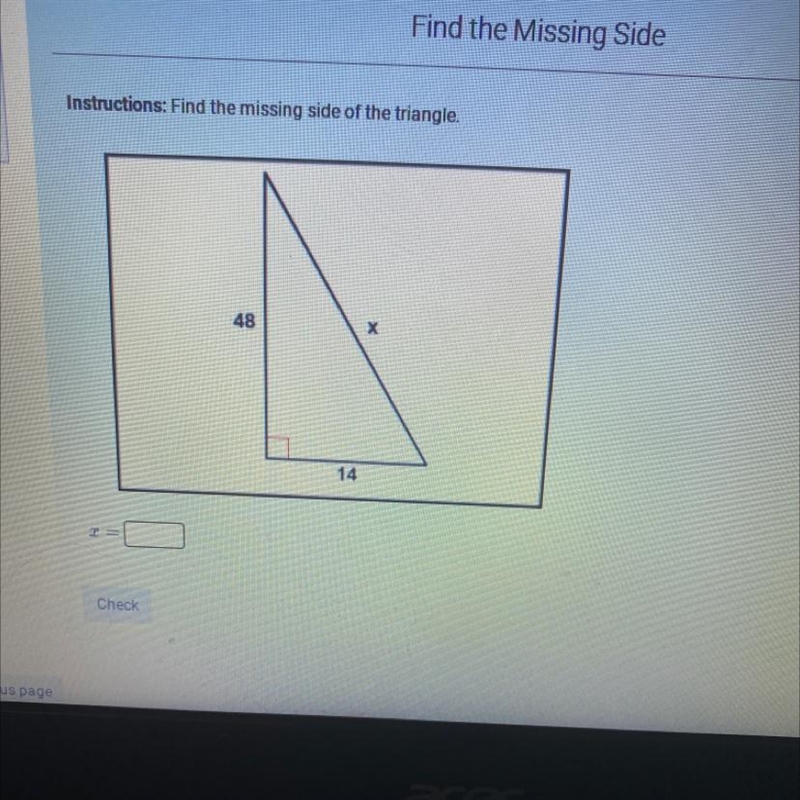 Find the missing side of triangle-example-1