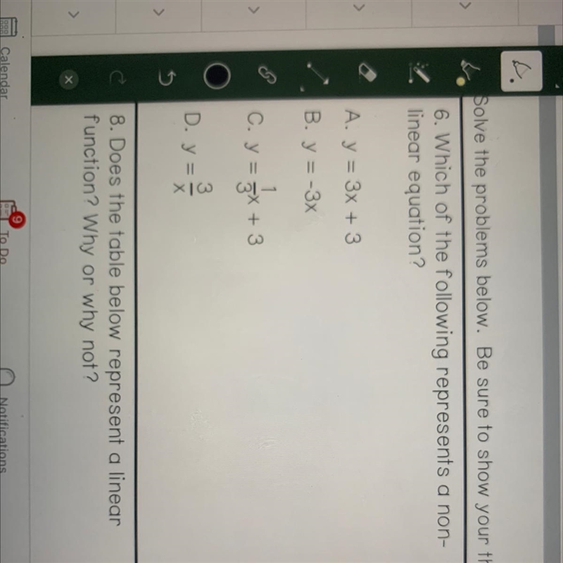 Which of the following represents a nonlinear equation￼-example-1