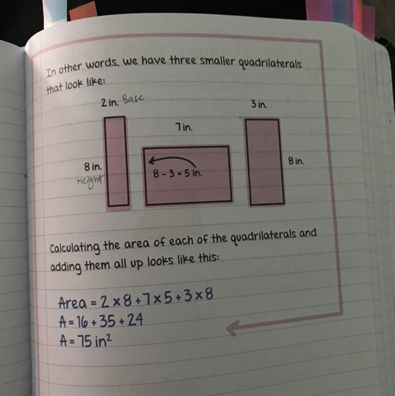 I’m really confused on how she got “8-3 x 5” where did she get the 8, 3 and 5 from-example-1