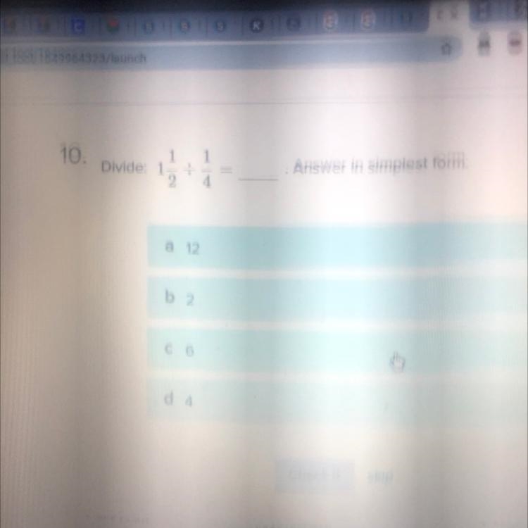 Divide 1 1/2 divided by 1/4 in simplest form-example-1