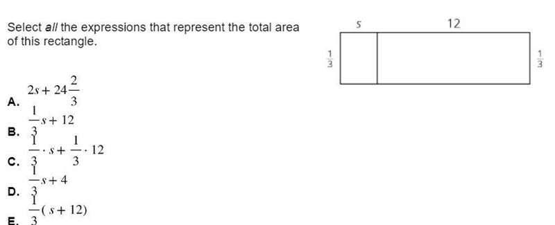 PLS HELP Select all the expressions that represent the total area of this rectangle-example-1