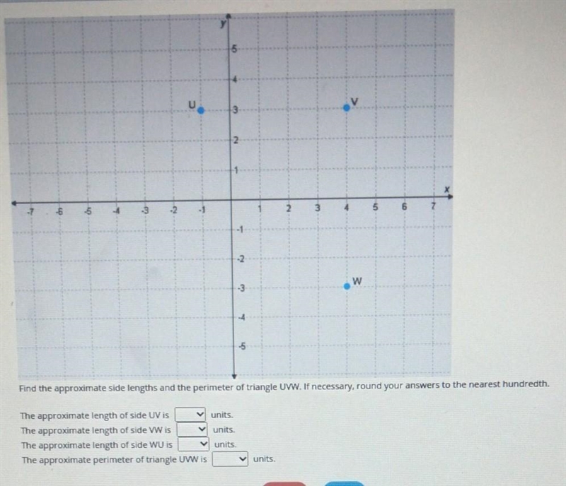 Select the correct answer from each drop-down menu Find the approximate side lengths-example-1