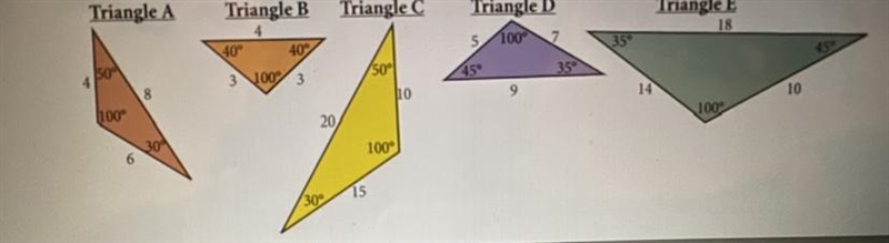 Identify two pairs of similar triangles. Explain why they are similar.-example-1