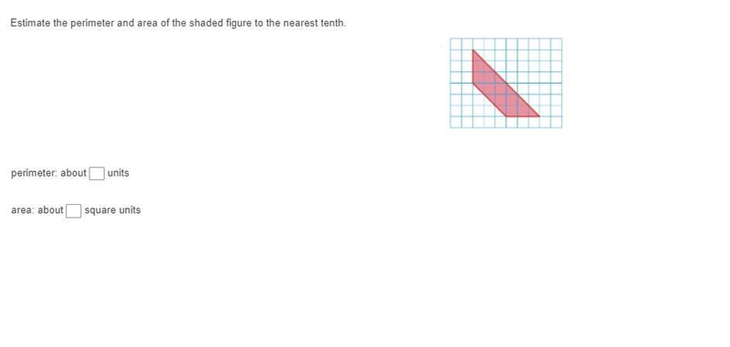 Estimate the perimeter and area of the shaded figure to the nearest tenth. perimeter-example-1