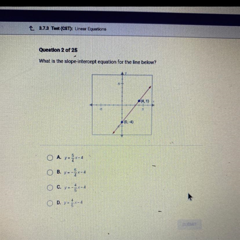 What is the slope-intercept equation for the line below?-example-1