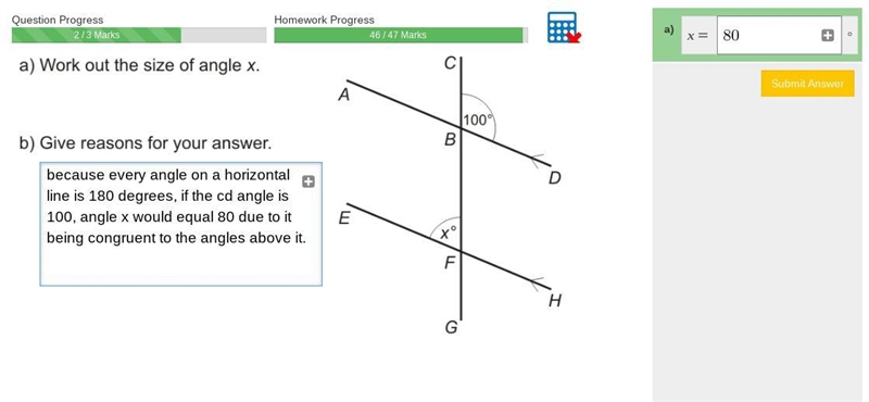 Work out the size of angle x.-example-1