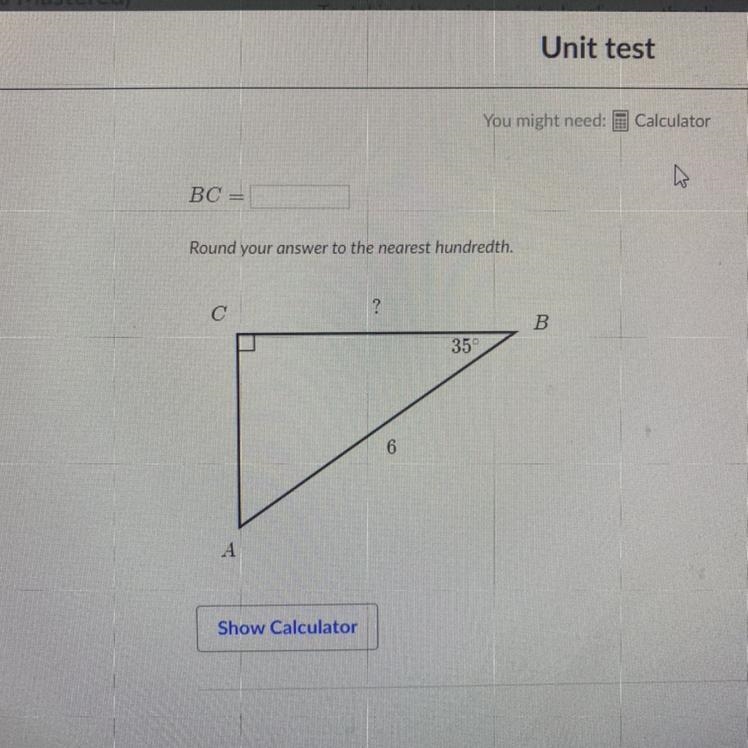 ВС Round your answer to the nearest hundredth. С ? B 35 6 A-example-1