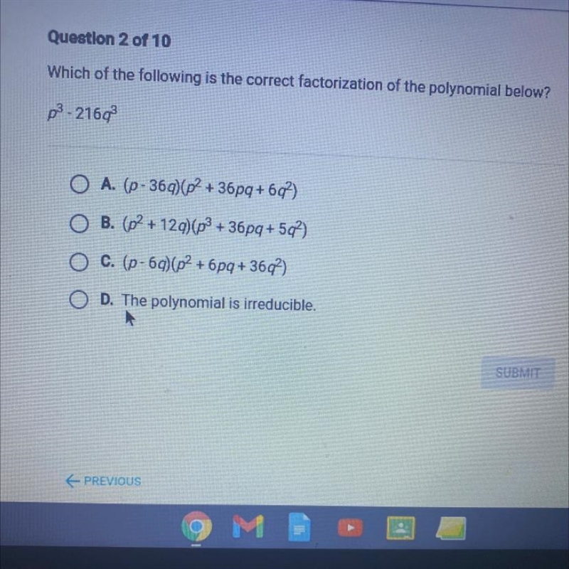 Which of the following is the correct factorization of the polynomial below?-example-1