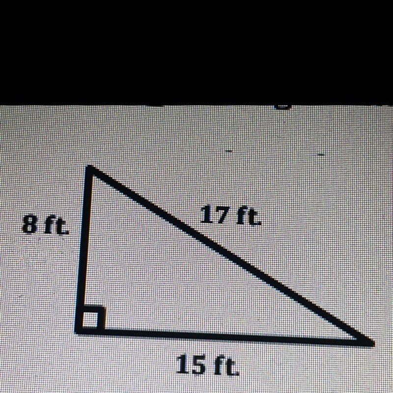 17 ft. 8 ft. 15 ft. What is the area of the triangle above?-example-1