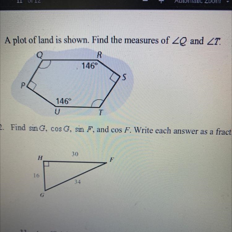 A plot of land is shown. Find the measures of-example-1