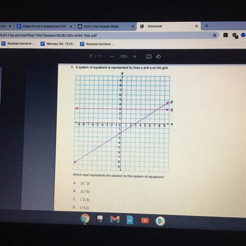 Which best represents the solution to this system of equations?-example-1