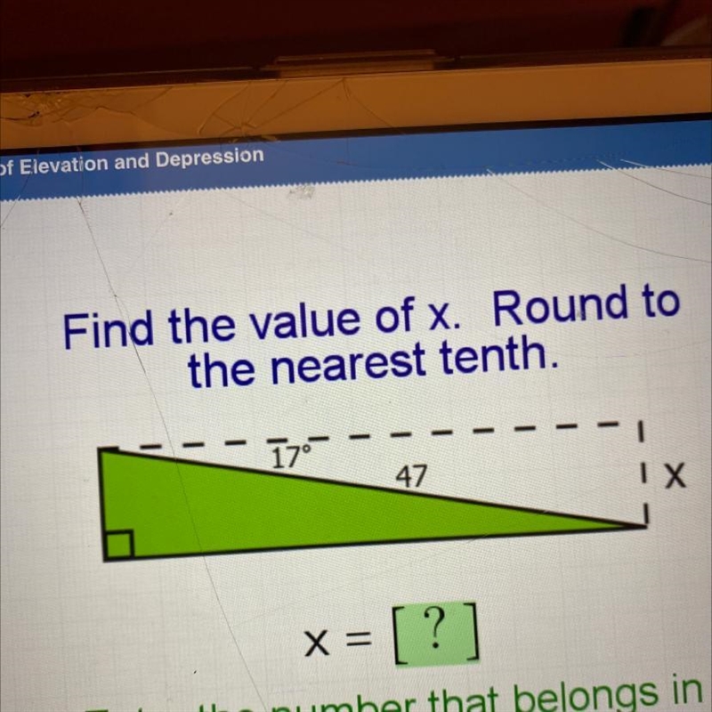 Find the value of x. Round the nearest tenth.-example-1