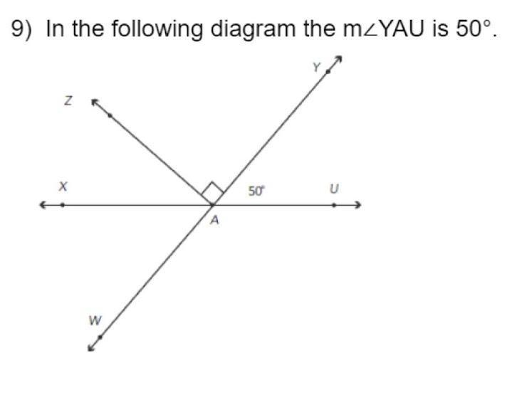 9) Find the measurement of angle XAW. *-example-1