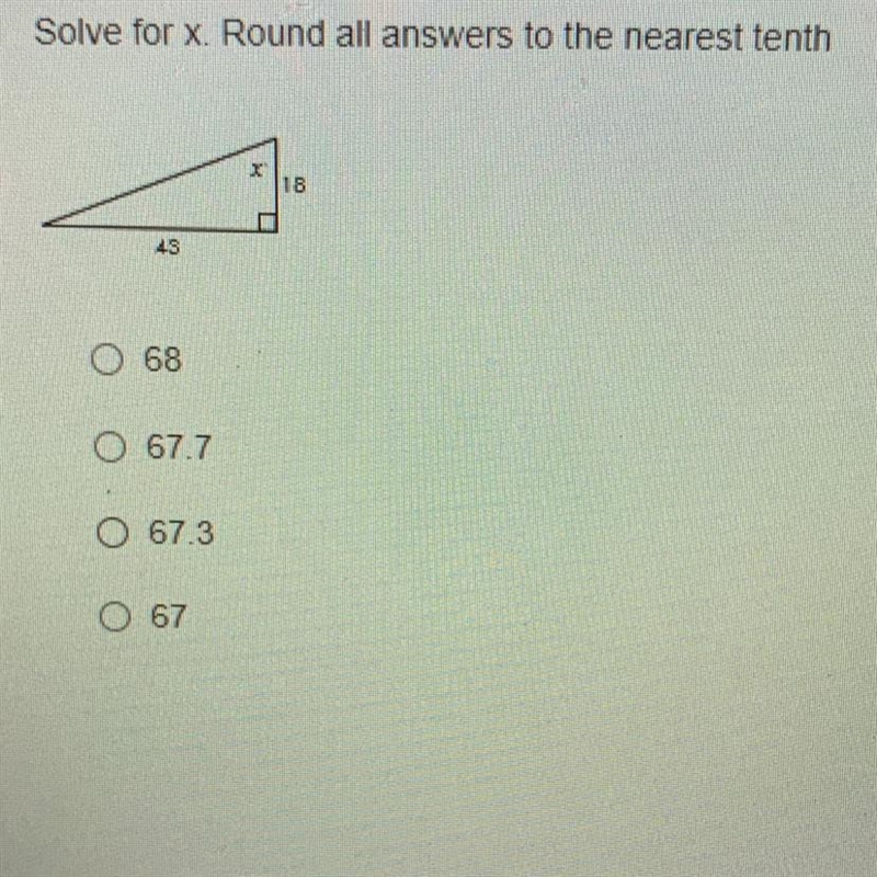 Solve for x. Round all answers to the nearest tenth-example-1