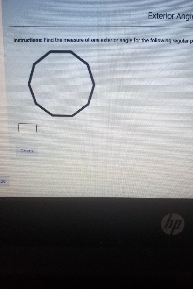 Find the measure of one exterior angle for the following regular polygon ​-example-1