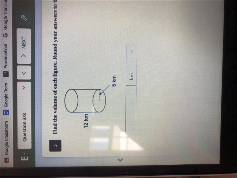 Find the volume of each figure. Round your answers to the nearest tenth, if necessary-example-1