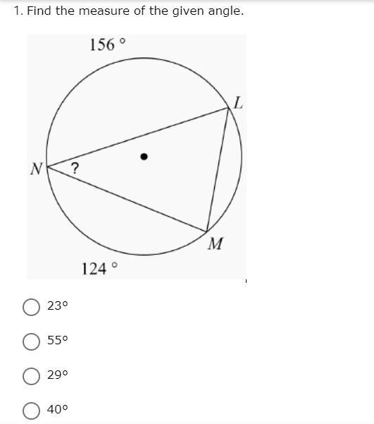 Find the measure of the given angle.-example-1