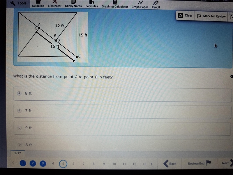 What is the distance from point A to point B in feet?-example-1