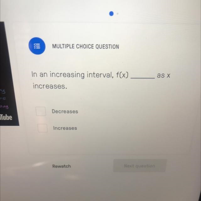 In an increasing interval, f(x) increases. as x-example-1