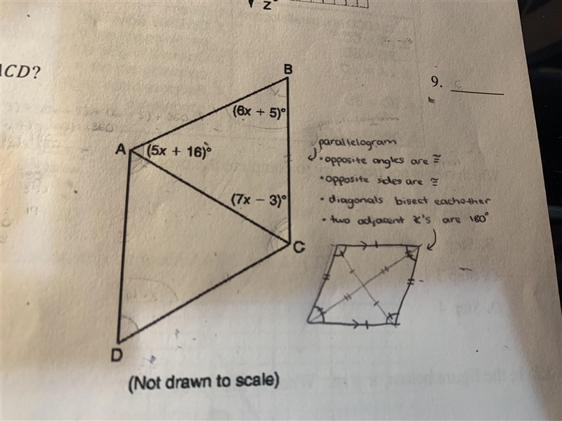 ABCD is a parallelogram. What is the measure of ∠ACD?-example-1