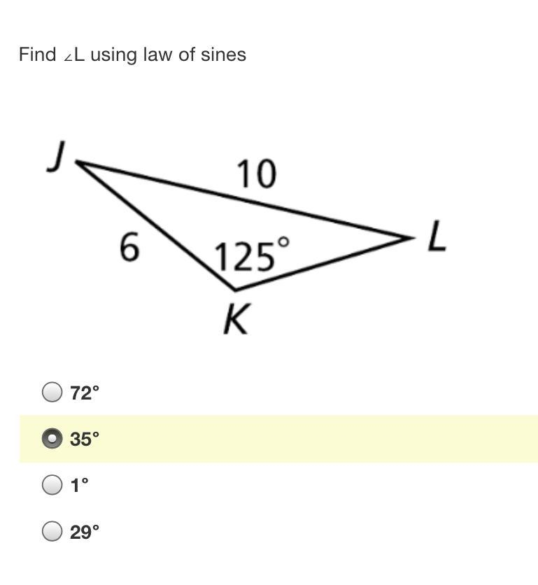 Find ∠L using law of sines-example-1