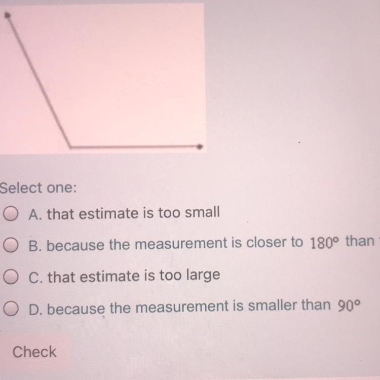 Elenista made an estimate that the angle below was about 170°. Why did her estimate-example-1