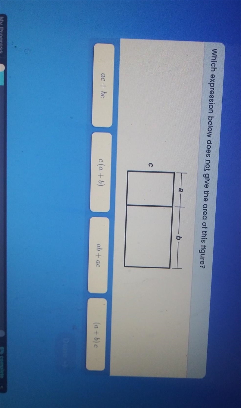 Which expressions below does not give the area of this figure​-example-1