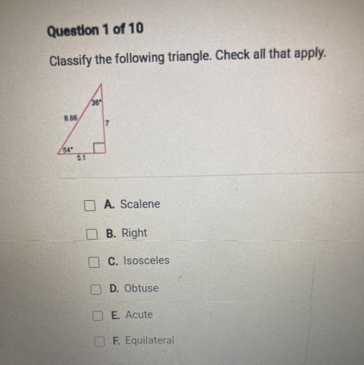 Classify the following triangle. Check all that apply-example-1