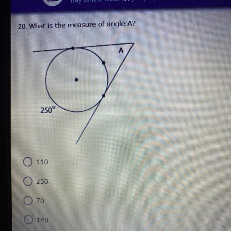 What is the measure of angle A?-example-1